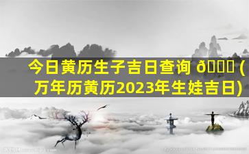 今日黄历生子吉日查询 🐅 (万年历黄历2023年生娃吉日)